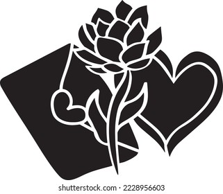 Love Letter Vector Stencil, Black and White