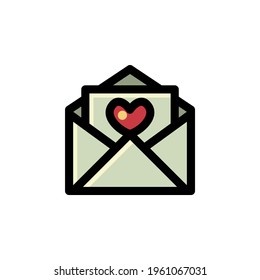 Love Letter Wedding Outline Icon Vector Illustration
