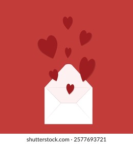 Love letter. White card with White paper envelope mockup vector. free space for text. copy space. Valentine's card vector.