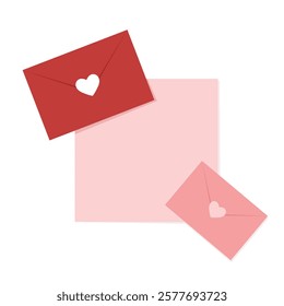 Love letter. White card with White paper envelope mockup vector. free space for text. copy space. Valentine's card vector.