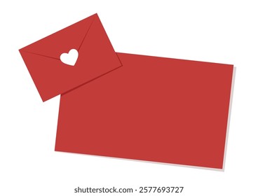 Love letter. White card with White paper envelope mockup vector. free space for text. copy space. Valentine's card vector.