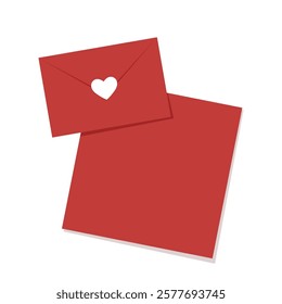 Love letter. White card with White paper envelope mockup vector. free space for text. copy space. Valentine's card vector.