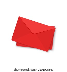 Love Letter. White Card With Red Paper Envelope Mockup Vector. Free Space For Text. Copy Space. Valentine's Card Vector.