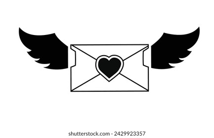 love letter wings icon vector