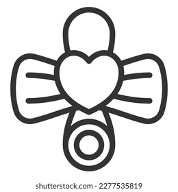Love letter wrapped in a ribbon with a bow - icon, illustration on white background, outline style