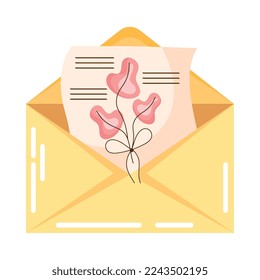 love letter in yellow envelope icon