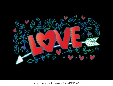 Love lettering with arrow.