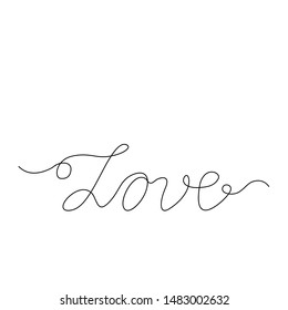 Love Lettering Calligraphy Text Continuous Line Stock Vector (Royalty ...