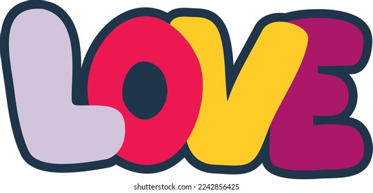 Love lettering. Color letters word. Romantic print