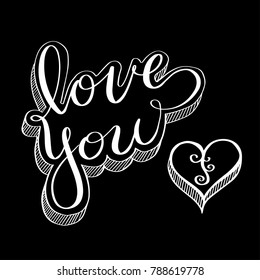 Love lettering for love concept valentine and wedding element. Vector illustration