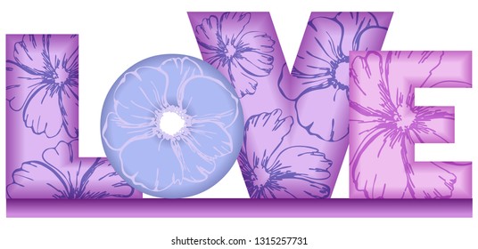 Love lettering design. Vector isolate element.  