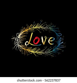 Love lettering with grass decor.