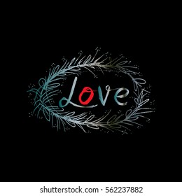 Love lettering with grass decor.