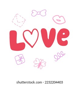 Love lettering. Hand drawn simple vector illustration isolated on white background.