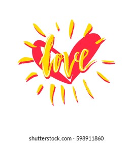 Love lettering. Hand drawn vector illustration, greeting card, design, logo.