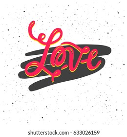 Love lettering. Hand drawn vector illustration, greeting card, design, logo.