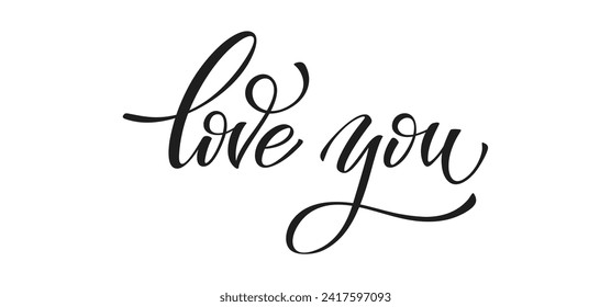 Love lettering. Hand drawn word Love. Modern calligraphy script love text. Design for wedding invitations, greeting cards. Vector illustration.