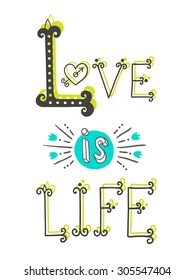 Love lettering. Hand-drawn isolated lifestyle vector illustration. Hand-written typographic poster.