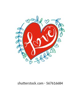Love lettering. Love in a heart.