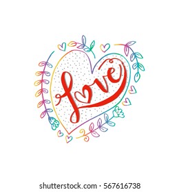 Love lettering. Love in a heart.