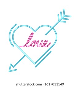 love lettering in heart with arrow isolated icon vector illustration design