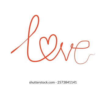 love lettering with heart symbol. Hand drawn love vector illustration on transparent background