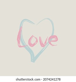 love lettering with heart symbol. soft pastel colors