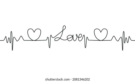 love lettering heartbeat design positive motivational optimist heart love