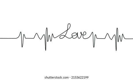 Love Lettering Heartbeat Design Positive Motivational Stock Vector ...