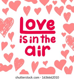 Love lettering inscription and hearts