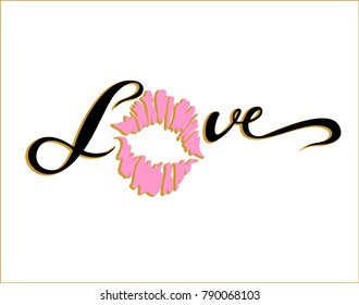 Love. Lettering. Kiss. Valentines. Stylish. The design of the cards. Vector.