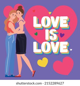 love is love lettering with lesbian