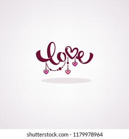 Love Lettering Logo, Lebel, Emblem in Boho Doodle Style