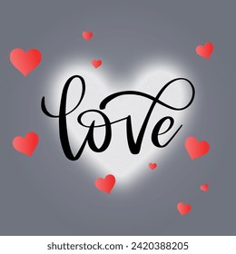 LOVE lettering. Modern calligraphy script love text. Vector illustration. Design for print on shirt, poster, banner. Pink color text on white background. Lovely print for tee shirt