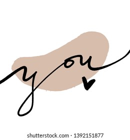 Love lettering. Modern ink sketch with abstract shapes. Vector Clip Art