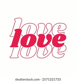 love lettering modern typography style neon red color for romantic relationship
