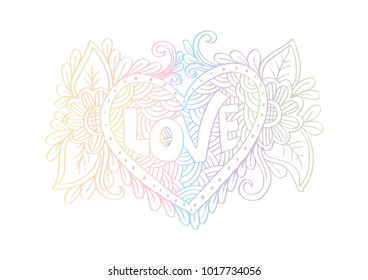 Love lettering on a heart shape.