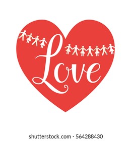 Love lettering and paper crowd