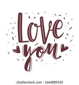 Love lettering phrase written by hand. Vector illustration