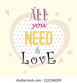Love lettering poster vector illustration