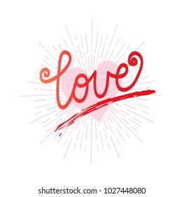 Love lettering with rays