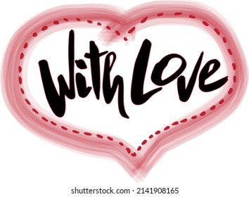 With love lettering in a red heart