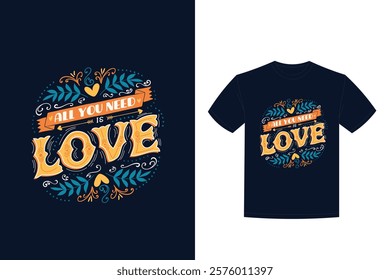 love lettering retro style t shirt design