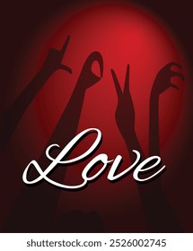 love lettering shadow created by hands