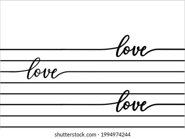 love lettering stripe vector art design hand drawn