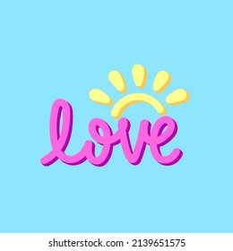 CARTA DE AMOR CON UN VECTOR DE IMPRESIÓN DE SOL Y LEMA