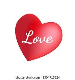 Love Lettering Text Banner Background With Red Heart. Vector