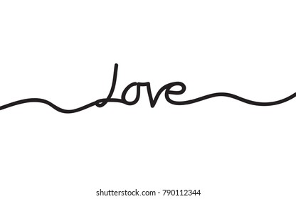 Love lettering thin line isolated on white background. For web site, banner, poster, placard, print material and mobile app. Creative art, modern drawing concept, vector illustration