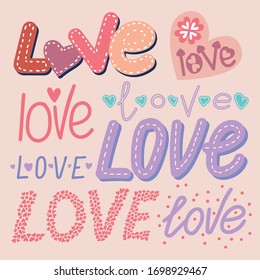 Love lettering type lovers romantic
