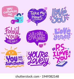 
LOVE LETTERING Valentine Love Using For Sticker Card Gretting Celebration for Loving One